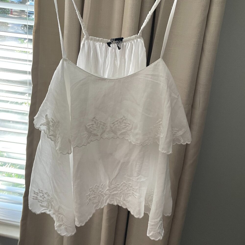 NWT: JCrew Tiered tank top with embroidery in cotton voile, XS